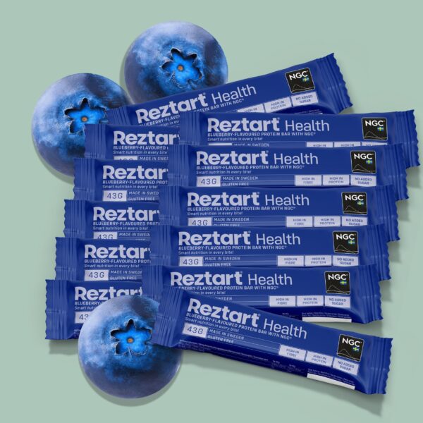 Reztart Proteinbar med NGC®, med smak av Blåbär, 12-pack