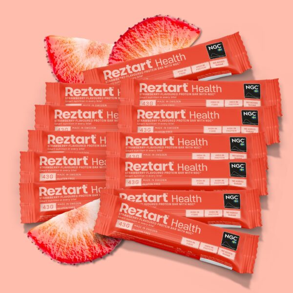 Reztart Proteinbar med NGC®, med smak av Jordgubb, 12-pack